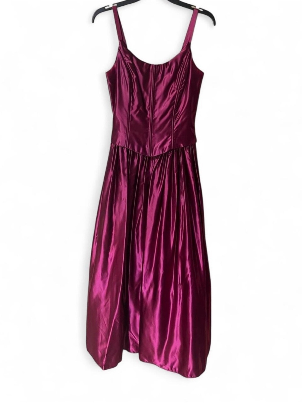 Vintage Jessica McClintock Gunne Sax Satin Dress in Burgandy